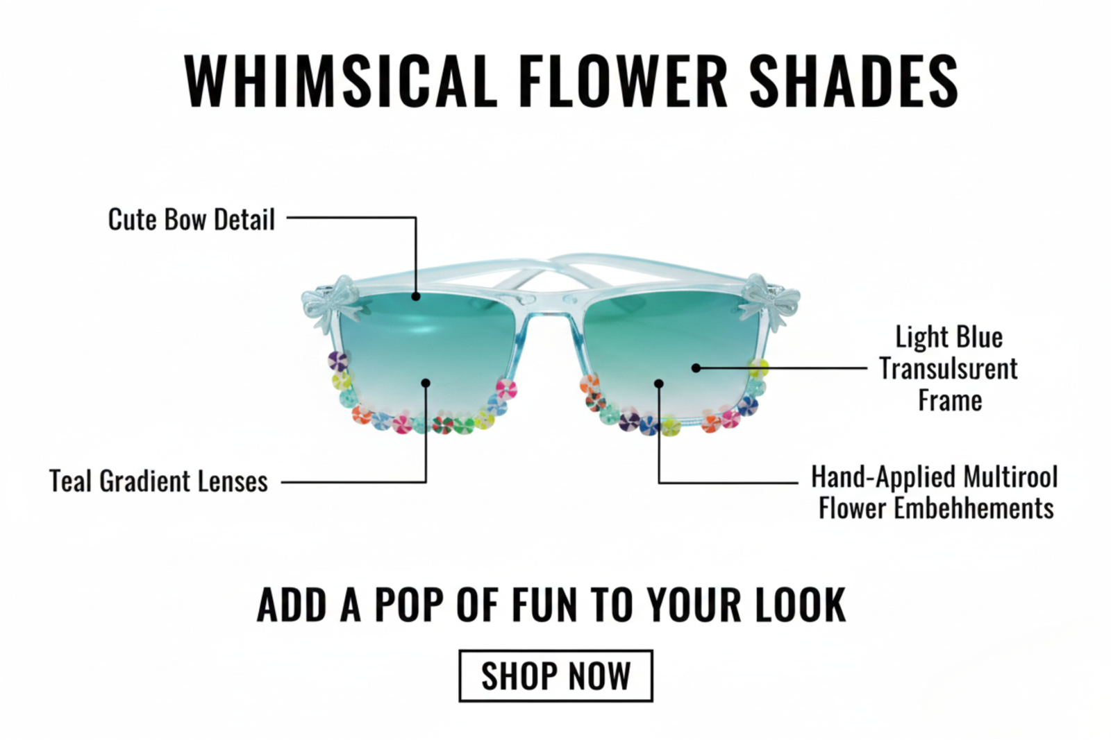 THE AMANS CREATIONS Whimsical Light Blue Flower Shades - Image 2
