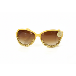 THE AMANS CREATIONS Vintage-Inspired Yellow Oversized Statement Sunglasses