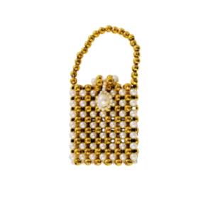 THE AMANS CREATIONS Hand-Beaded "Pearl & Gold" Luxury Mini Bag
